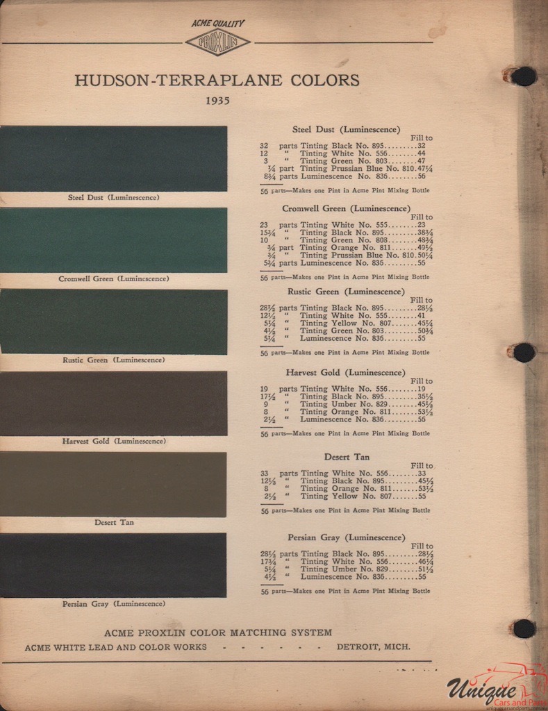 1935 Hudson Paint Charts Acme 2